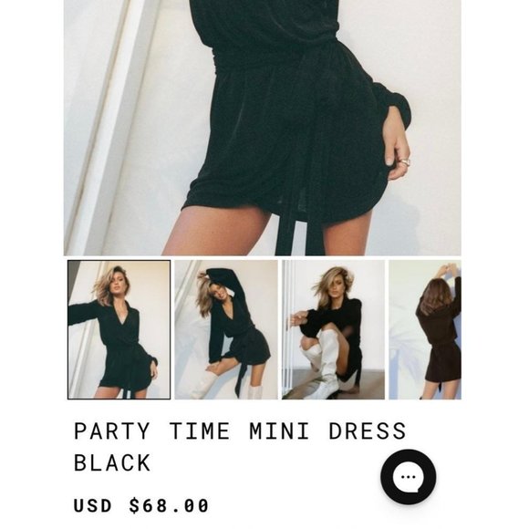 Princess Polly Party Time Mini Dress Black Sz 6 - Picture 4 of 5